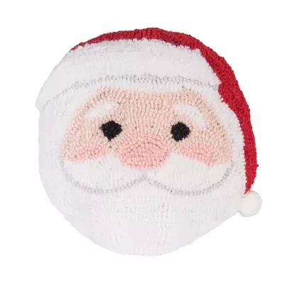 10" x 10" Mini Round Santa Hooked Throw Pillow