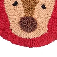 10" x 10" Mini Round Reindeer Hooked Throw Pillow