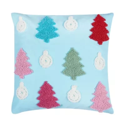 18" x 18" Trees Hooked Throw Pillow