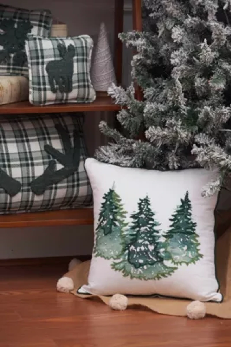 18" x 18" Evergreen Trees Throw Pillow