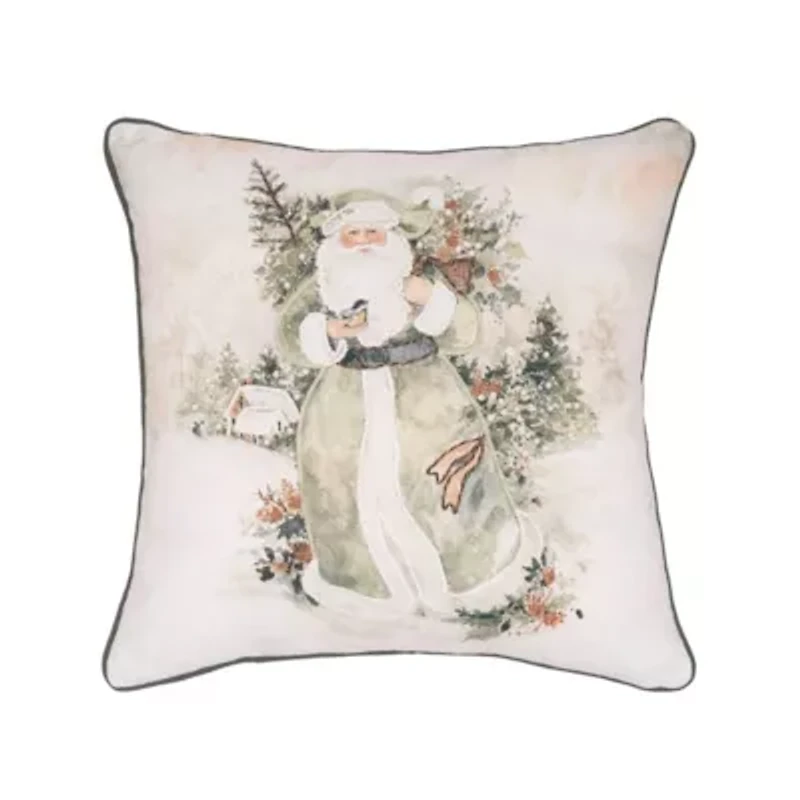 18" x 18" Snow Santa & Tree Throw Pillow