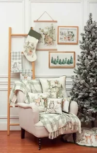 18" x 18" Snow Santa & Tree Throw Pillow