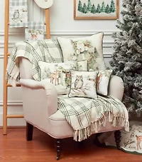 18" x 18" Snow Santa & Tree Throw Pillow