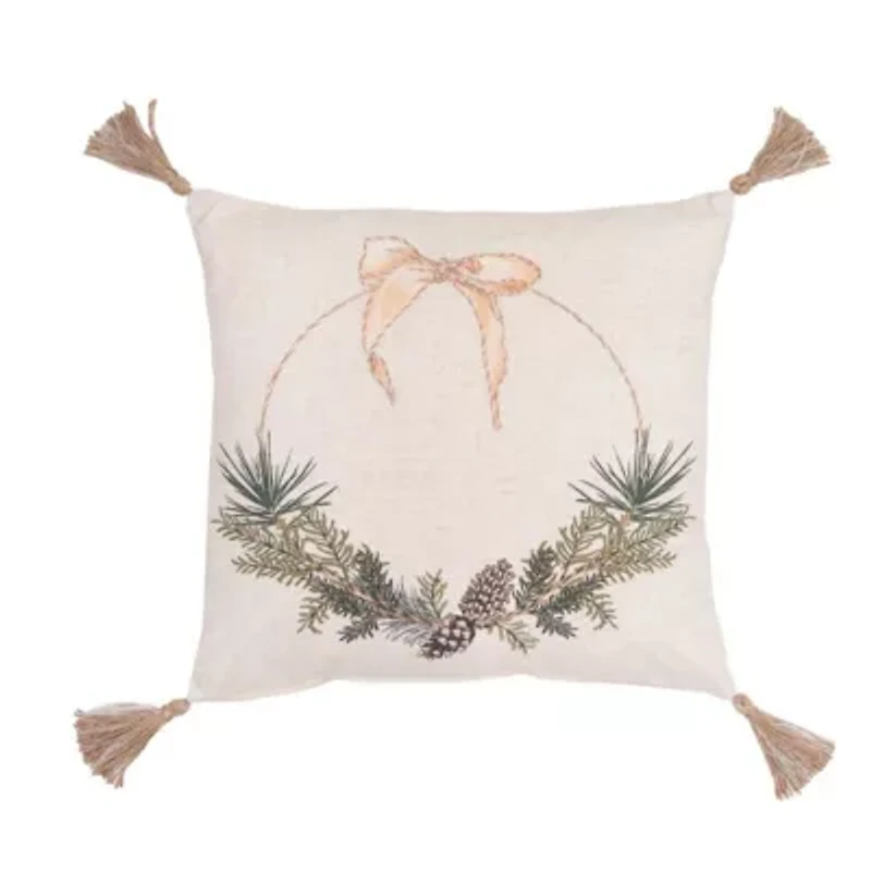 18" x 18" Pinecone Wreath Throw Pillow