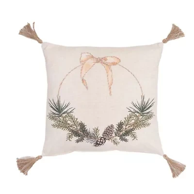 18" x 18" Pinecone Wreath Throw Pillow