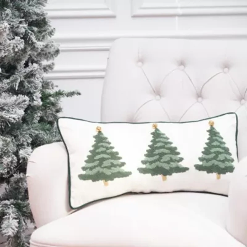 24" x 12" Flocked Trees Throw Pillow