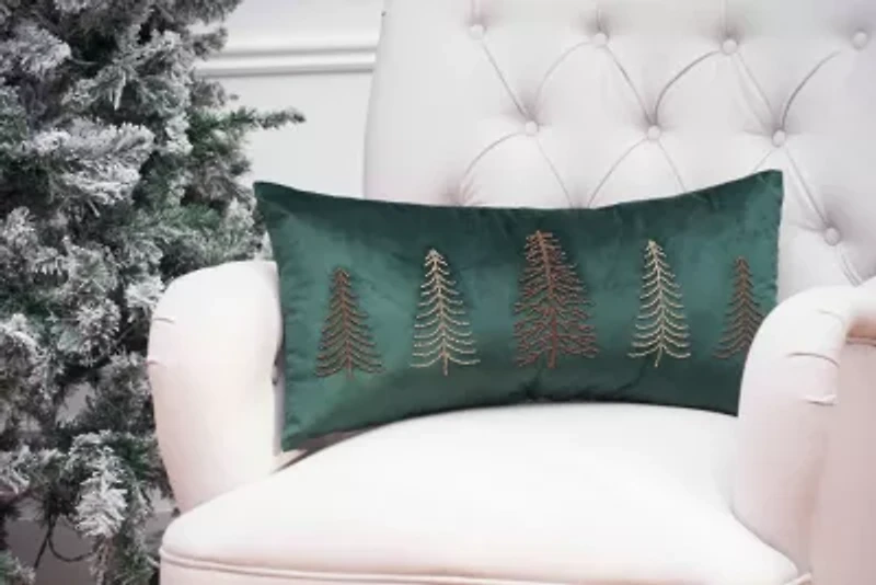 24" x 12" Beaded Tree Throw Pillow