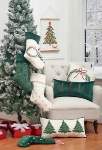24" x 12" Beaded Tree Throw Pillow