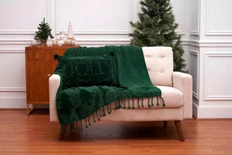 22" x 14" Green Jolly Throw Pillow