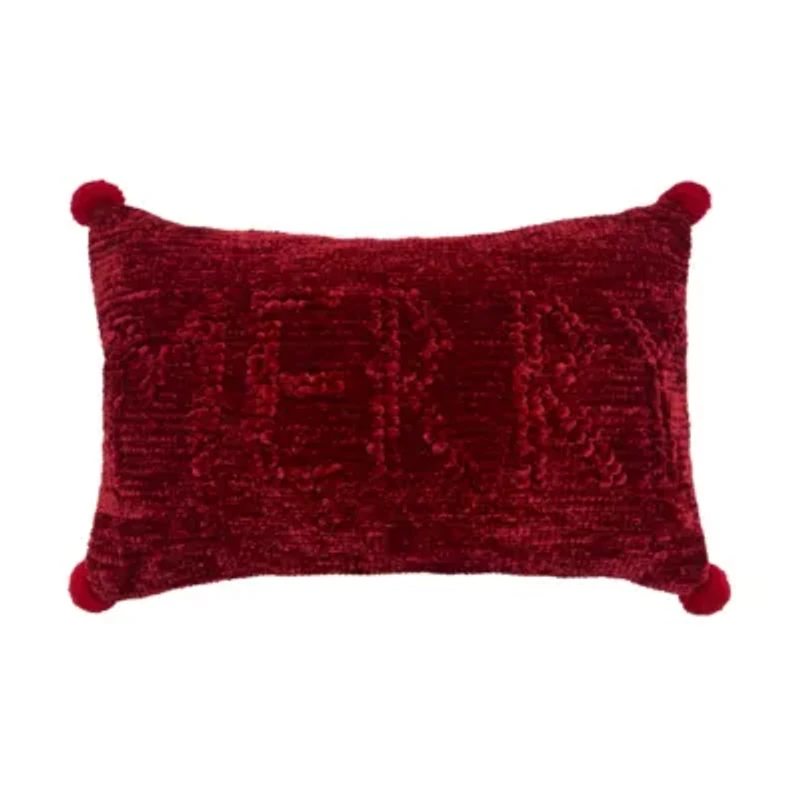 22" x 14" Red Merry Throw Pillow