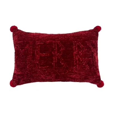 22" x 14" Red Merry Throw Pillow