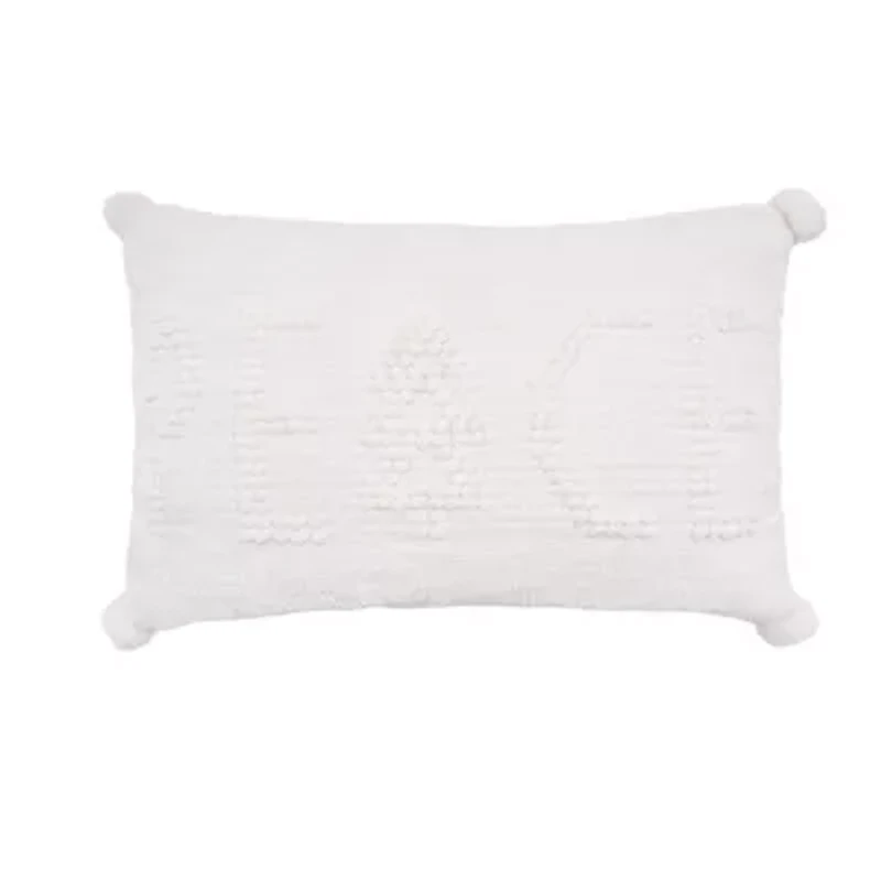 22" x 14" White Peace Throw Pillow