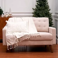 22" x 14" White Peace Throw Pillow