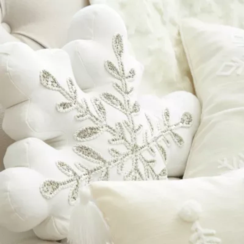 18" x 16" Sparkle Snowflake Throw Pillow
