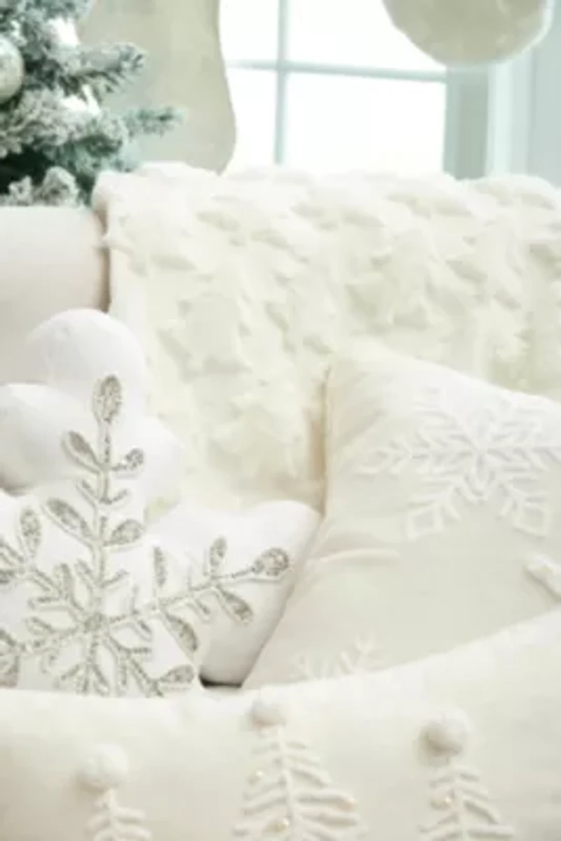 18" x 16" Sparkle Snowflake Throw Pillow