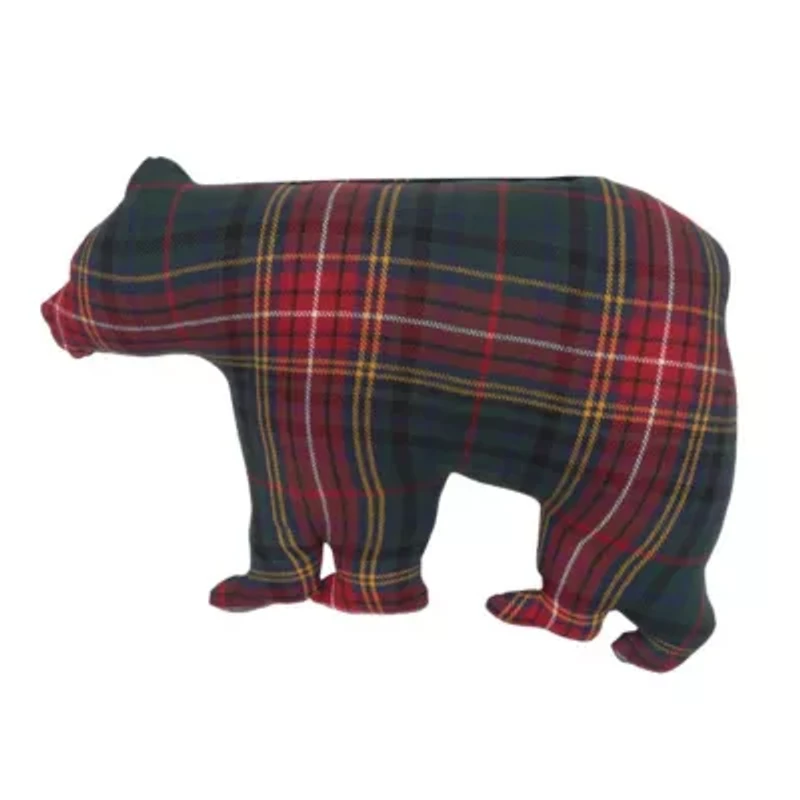 20" x 13.5" Plaid Bear Shaped Throw Pillow