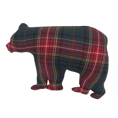 20" x 13.5" Plaid Bear Shaped Throw Pillow