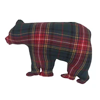20" x 13.5" Plaid Bear Shaped Throw Pillow