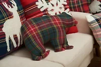 20" x 13.5" Plaid Bear Shaped Throw Pillow