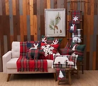 20" x 13.5" Plaid Bear Shaped Throw Pillow