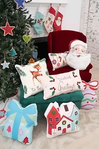 18" x 18" Village Shaped Throw Pillow