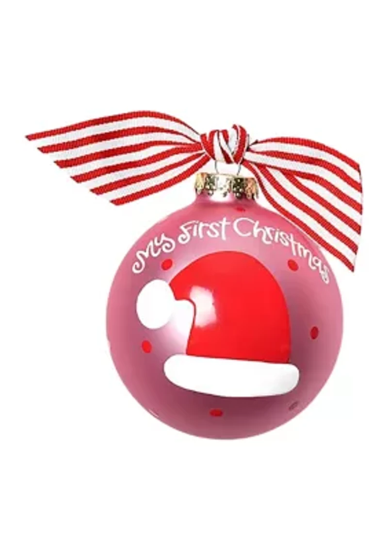 My First Christmas Hat Glass Ornament