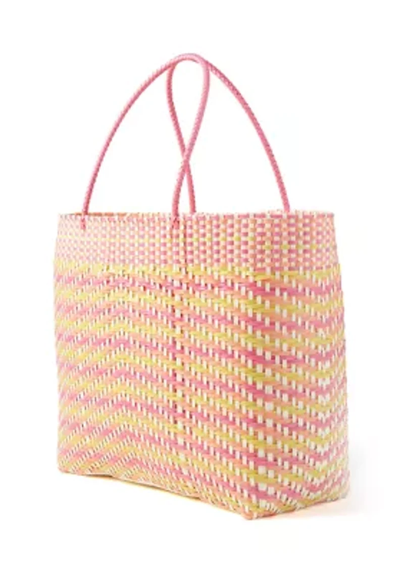 Multicolor Woven Beach Bag