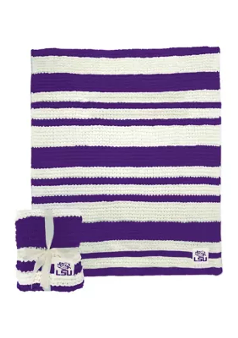 NCAA LSU Tigers Cable Knit Blanket 