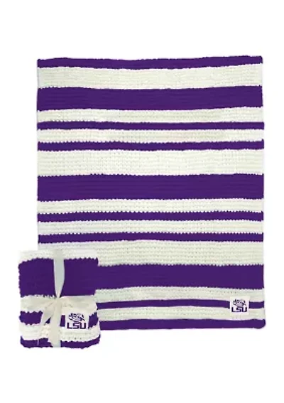 NCAA LSU Tigers Cable Knit Blanket