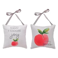 Transpac Cotton Hanging Peach Pillows Set of 2 Spring Home Decorations