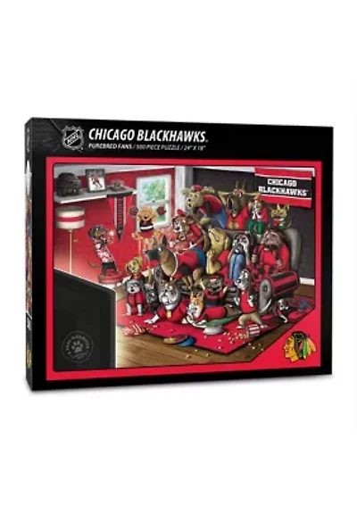 YouTheFan NHL Chicago Blackhawks Purebred Fans 500pc Puzzle - "A Real Nailbiter"