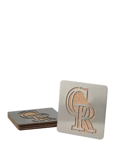 YouTheFan MLB Colorado Rockies Boasters, 4-Piece Coaster Set