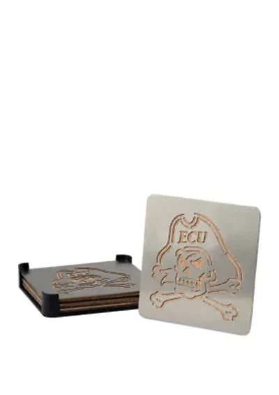 YouTheFan NCAA East Carolina Pirates Boasters, 4-Piece Coaster Set