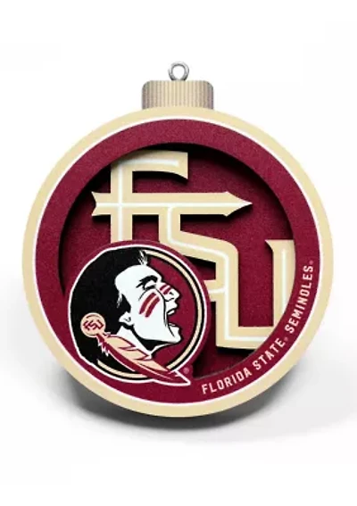 YouTheFan NCAA Florida State Seminoles 3D Logo Series Ornaments