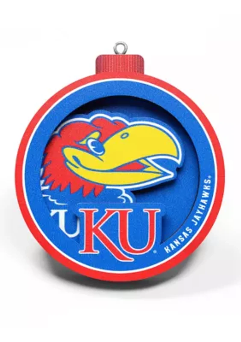 YouTheFan NCAA Kansas Jayhawks 3D Logo Series Ornaments