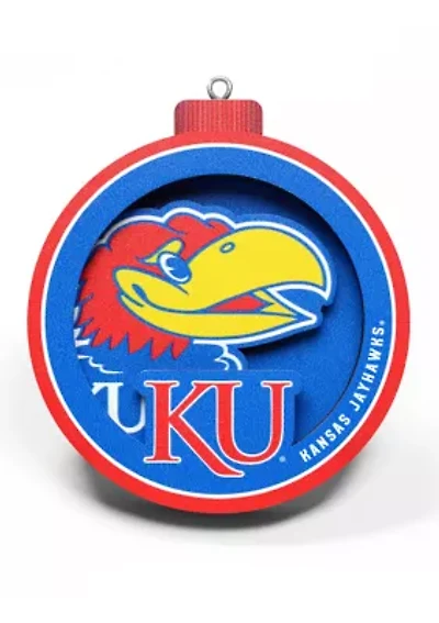 YouTheFan NCAA Kansas Jayhawks 3D Logo Series Ornaments