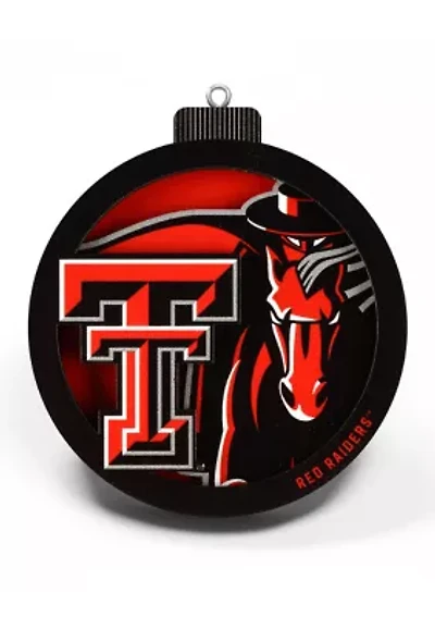 YouTheFan NCAA Texas Tech Red Raiders 3D Logo Series Ornaments
