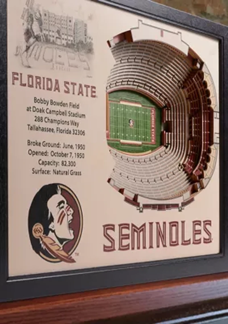 YouTheFan NCAA Florida State Seminoles FB 25-Layer StadiumViews 3D Wall Art - Doak Campbell Stadium