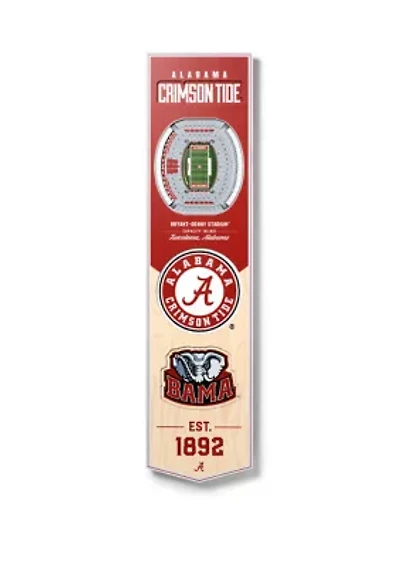 YouTheFan NCAA Alabama Crimson Tide 3D Stadium 8x32 Banner - Denny Stadium