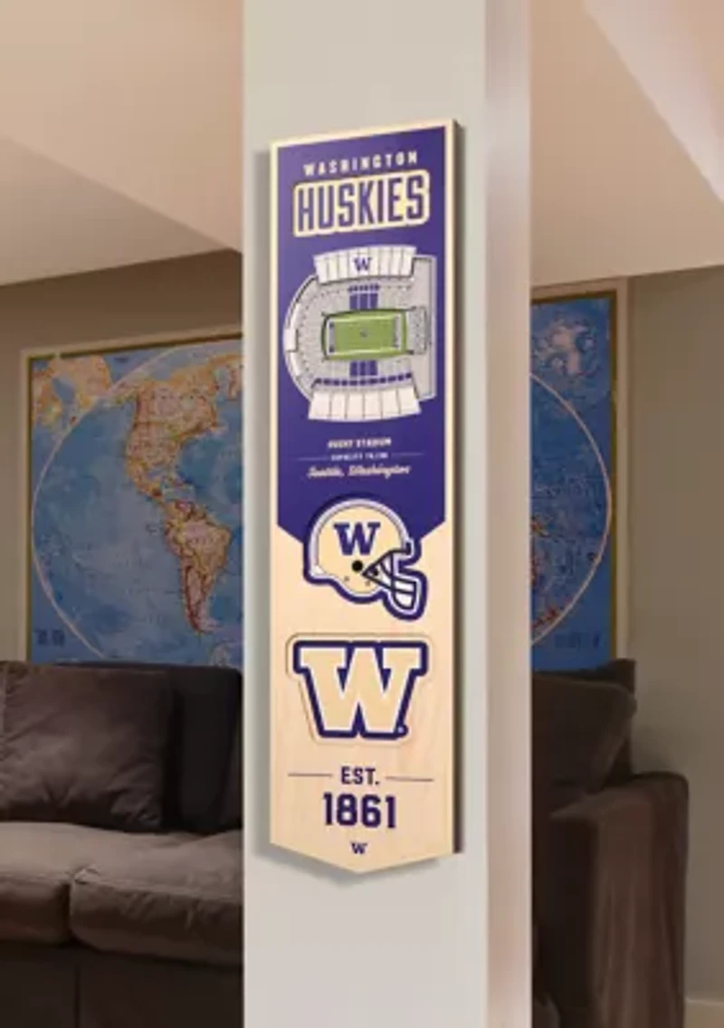 YouTheFan NCAA Washington Huskies 3D Stadium 8x32 Banner - Husky Stadium