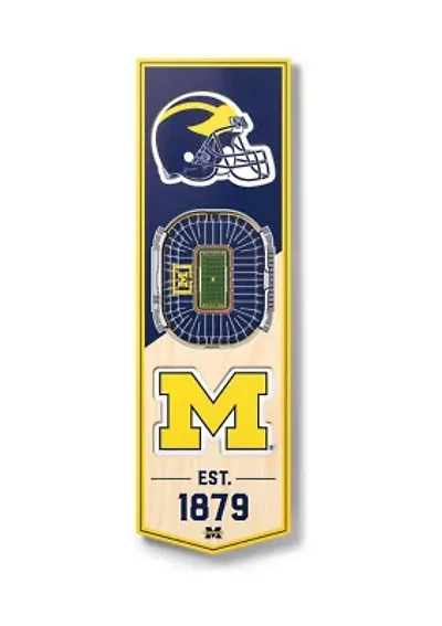 YouTheFan NCAA Michigan Wolverines 3D Stadium 6x19 Banner - Michigan Stadium