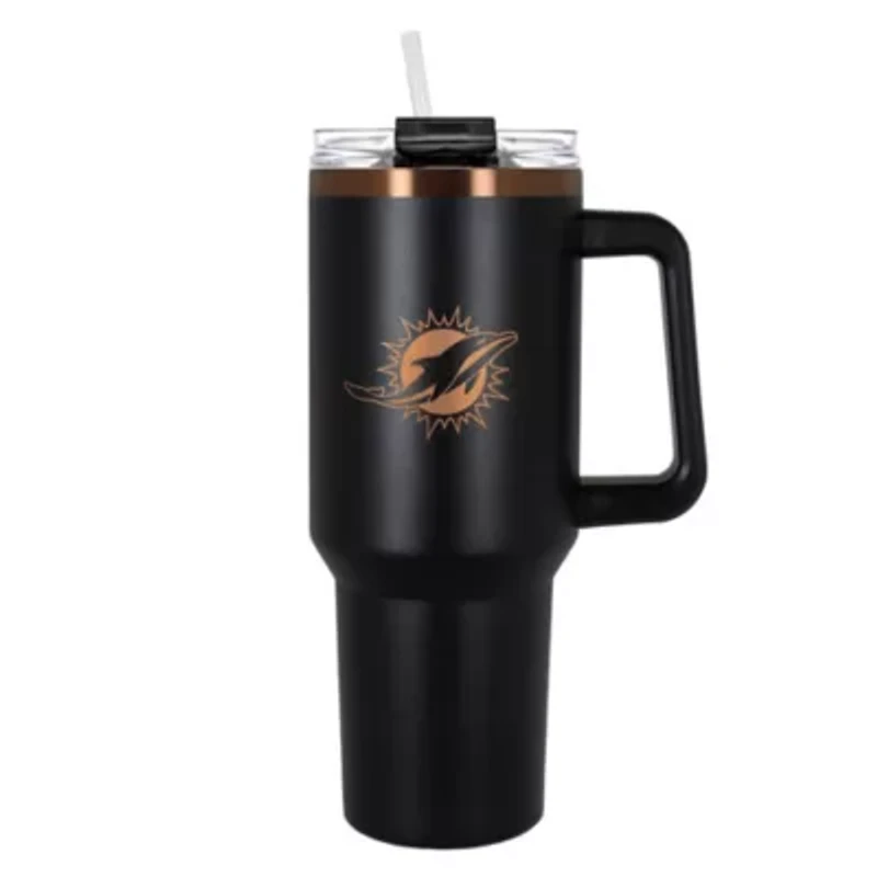 NFL Miami Dolphins 40oz Black and Crème Colossus Travel Mug