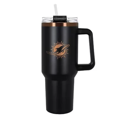 NFL Miami Dolphins 40oz Black and Crème Colossus Travel Mug