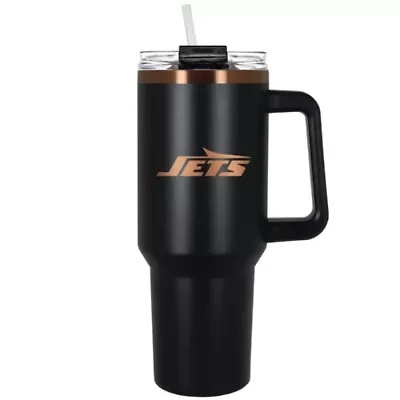 NFL New York Jets 40oz Black and Crème Colossus Travel Mug