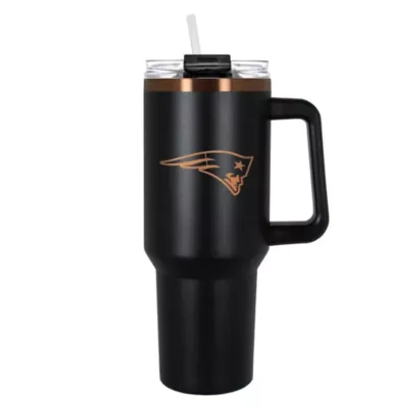 NFL New England Patriots 40oz Black and Crème Colossus Travel Mug