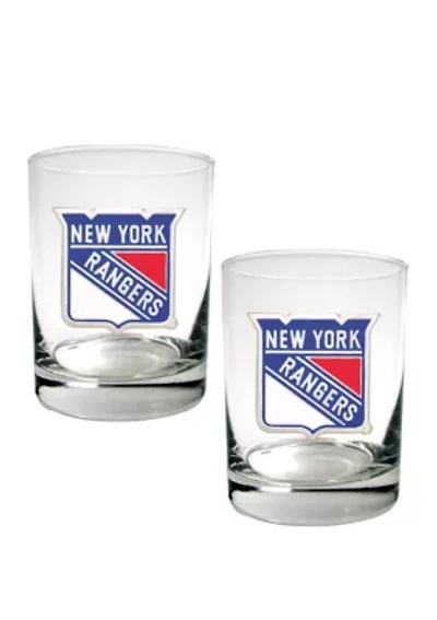 NHL New York Rangers Rocks Glass Set