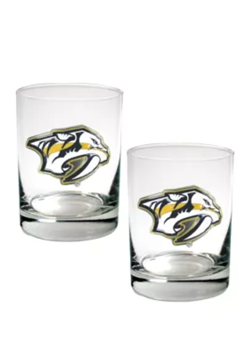 NHL Nashville Predators 2 Piece Rocks Glass Set