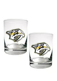 NHL Nashville Predators 2 Piece Rocks Glass Set