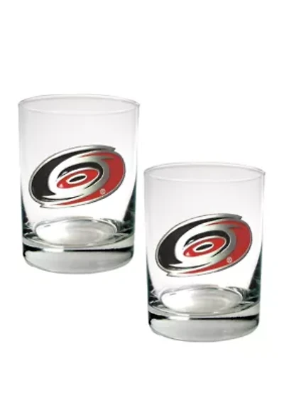 NHL Carolina Hurricanes 2 Piece Rocks Glass Set