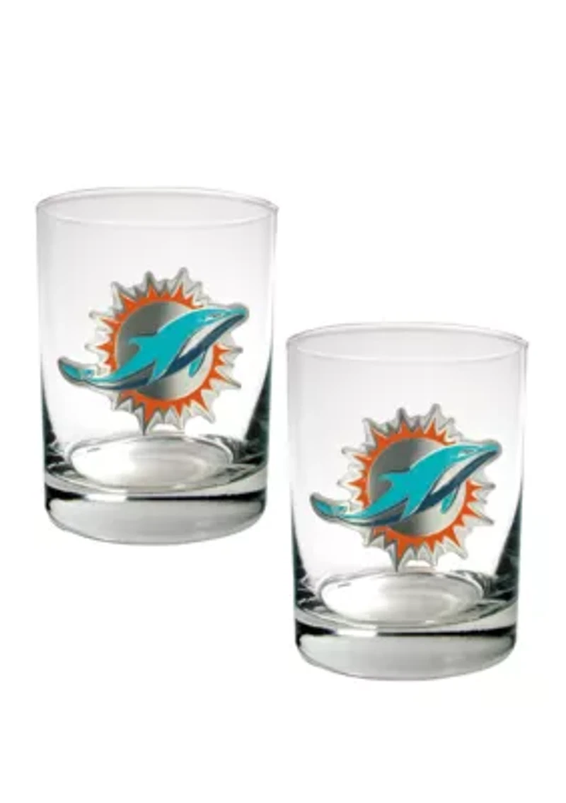 NFL Miami Dolphins Rocks Glass Set